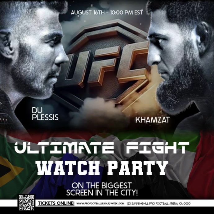 ufc 319 watch party event square design template