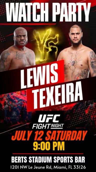 UFC Fight Night 2025: Lewis Vs Teixeira Watch Party Instagram Template