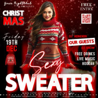 Red Christmas Sweater Party Kwadrat Template