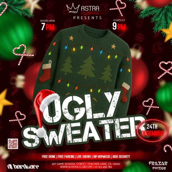 Ugly Christmas sweater design template PosterMyWall
