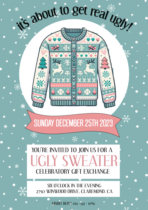 UGLY CHRISTMAS SWEATER TEMPLATE PosterMyWall UGLY CHRISTMAS SWEATER TEMPLATE PosterMyWall