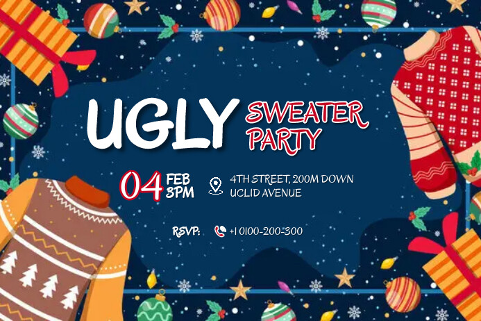Ugly sweater bash Poster template