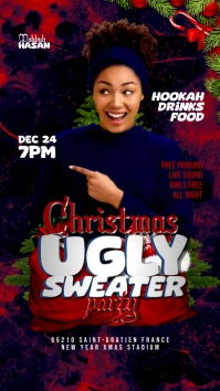 Ugly Sweater Christmas Digital Party Flyer template