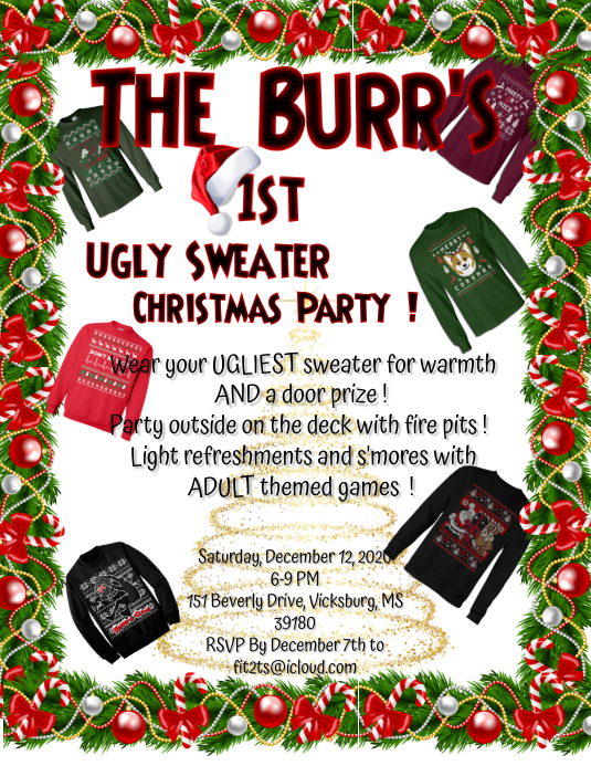 Ugly Sweater Christmas Party Flyer (Letter pang-US) template