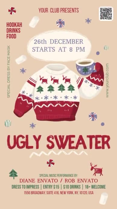 Ugly Sweater Digital Display Ekran reklamowy (9:16) template