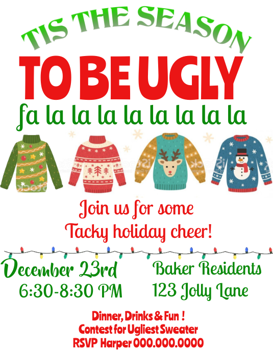 Ugly Sweater Flyer Template PosterMyWall Ugly Sweater Flyer Template PosterMyWall