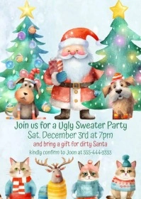 Ugly Sweater House Party Invitaiton A6 template