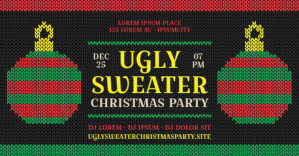 Black Ugly Sweater Christmas Party Изображение, которым поделились на Facebook Template
