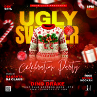 Ugly sweater party โพสต์บน Instagram template