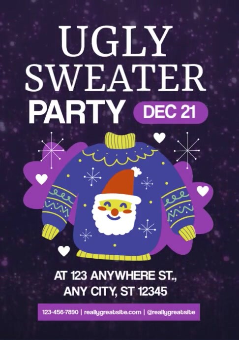 Ugly Sweater Party Invitation A3 template