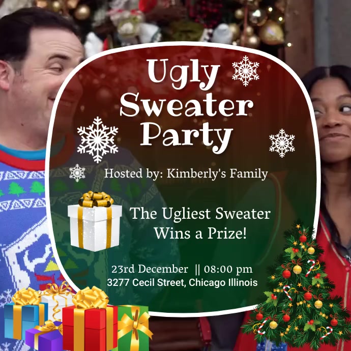 Ugly Sweater Party Video Invitation Instagram Plasing template