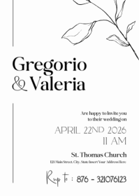 Ultra-Minimalist Line Art Wedding Invitation - Black & White Architectural A6 Wedding invite template