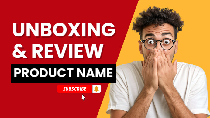 Unboxing and review YouTube thumbnail template