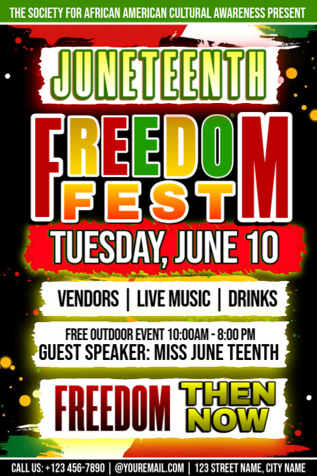 Unbroken: Juneteenth Freedom Then & Now Poster template