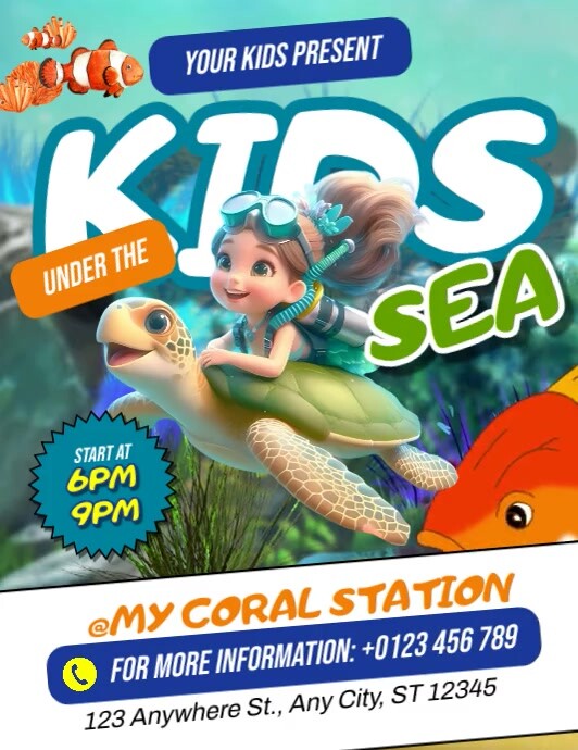Under The Sea Party Flyer (US Letter) template