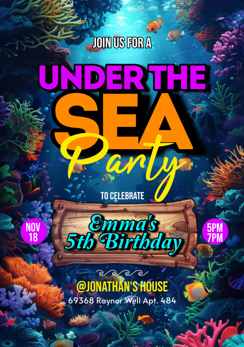 Under The Sea Party Invitation Template | PosterMyWall