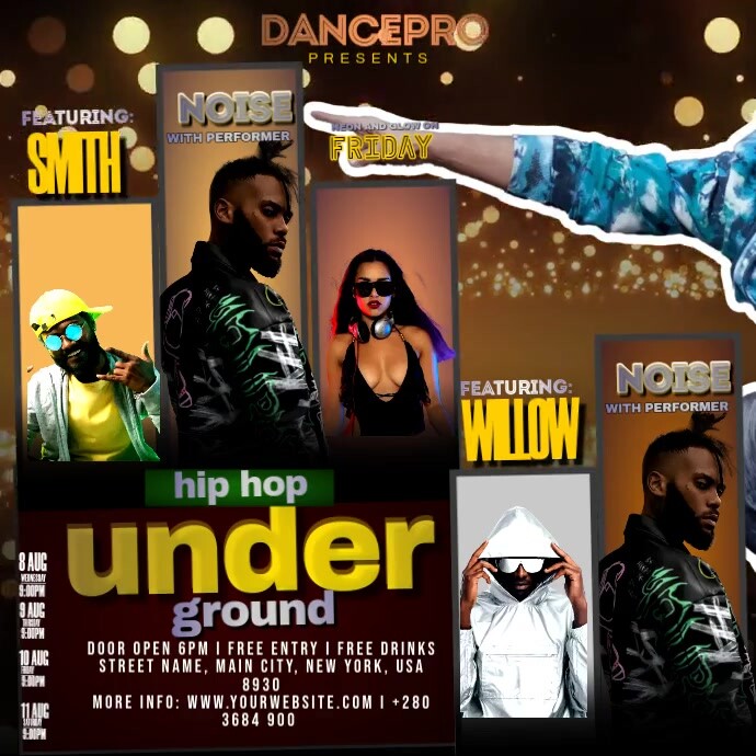 Underground Hi-hop Night Schedule Publicação no Instagram template