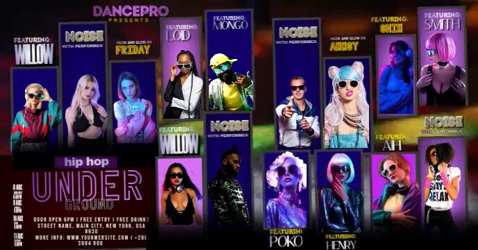 Underground Music Tour Schedule Обложка мероприятия для Facebook template