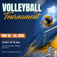 Ungu Modern & Minimal Volleyball Tournament Pos Instagram Instagram-Beitrag template
