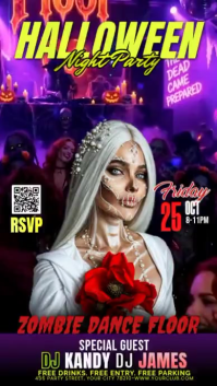 สีม่วง Halloween Nightclub Party เรื่องราวบน Instagram Template