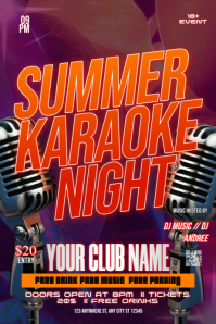 Ungu Neon Karaoke Night Event Poster Póster template