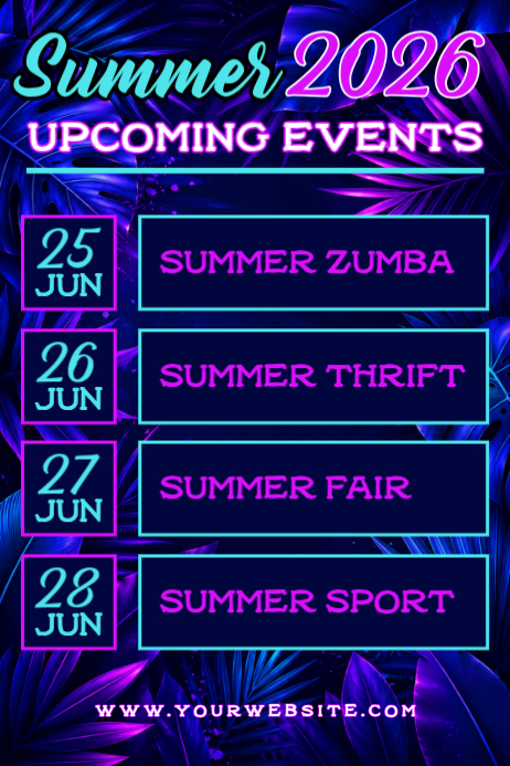 Unhu Poster Ungu Neon Summer Events Poster Template | PosterMyWall