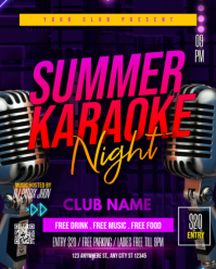 Ungu Neon Summer Karaoke Night Instagram Portrait template