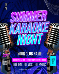 Ungu Neon Summer Karaoke Night Instagram Portrait template