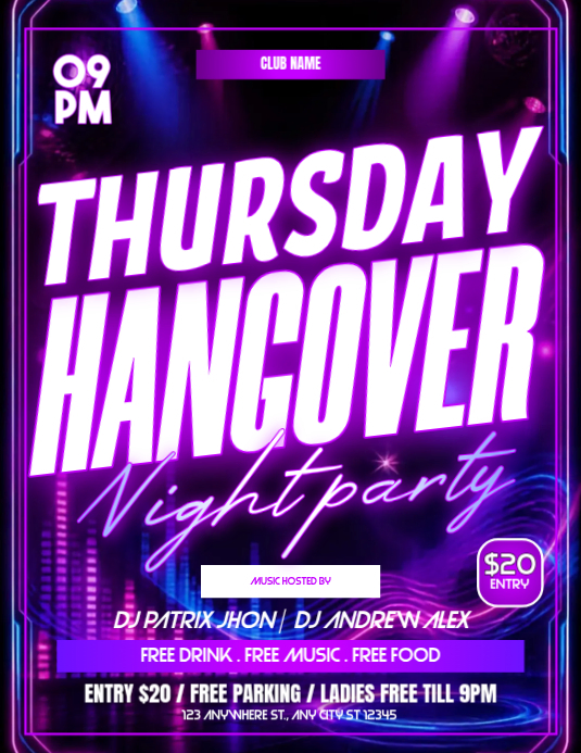 Purple Nightclub Event Flyers Template | PosterMyWall