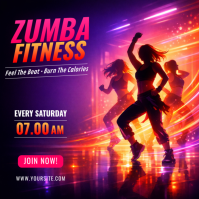 Ungu Neon Zumba Fitness Pos Instagram Instagram-opslag template