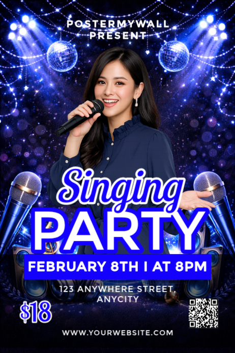 Purple Singing Party Posters Template | PosterMyWall