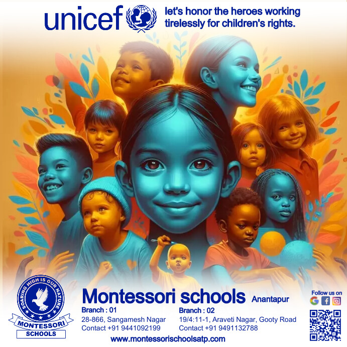 UNICEF Day, child's right, children, child, Publicação no Instagram template
