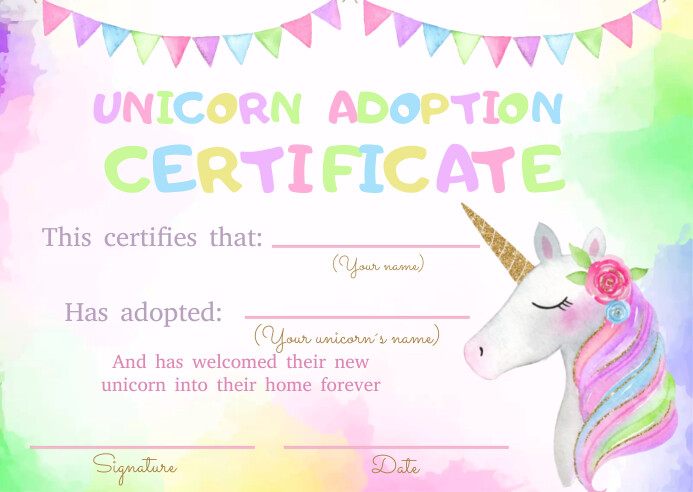 Adopt A Unicorn Free Printable Adopt A Unicorn Free Printable
