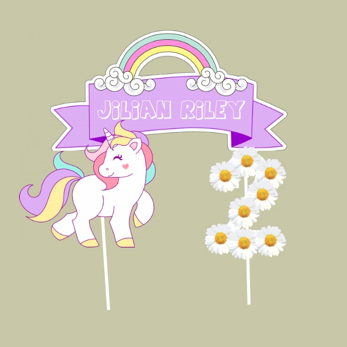 unicorn cake topper template postermywall