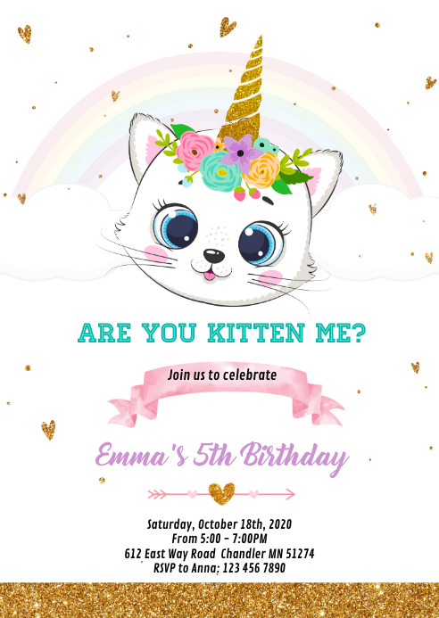 Modele Invitation Anniversaire Princesse Chat Licorne Postermywall Modele Invitation Anniversaire Princesse Chat Licorne Postermywall