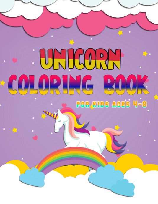Download Unicorn Coloring Book Cover Template Postermywall