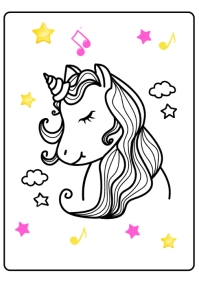 Unicorn Coloring Page Kindergarten Template | PosterMyWall