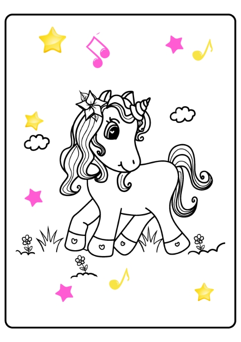 Unicorn Coloring Page Kindergarten Template | PosterMyWall Unicorn Coloring Page Kindergarten Template | PosterMyWall