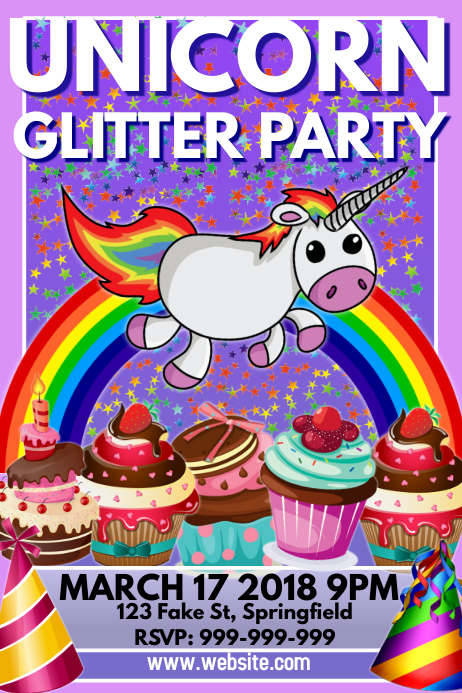 unicorn glitter party poster flyer template postermywall glitter concert flyers