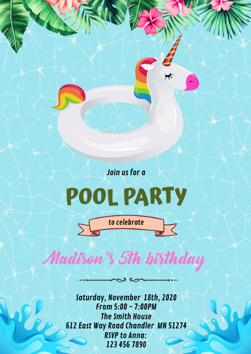 Modele Invitation Anniversaire Piscine Licorne Postermywall Modele Invitation Anniversaire Piscine Licorne Postermywall