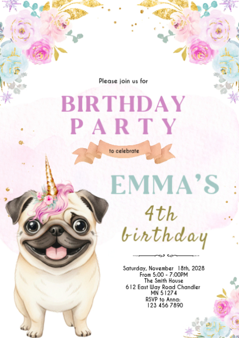White Birthday Party A6 Template | PosterMyWall