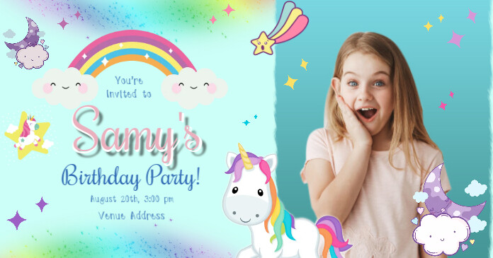 Unicorn Rainbow Immagine condivisa di Facebook template