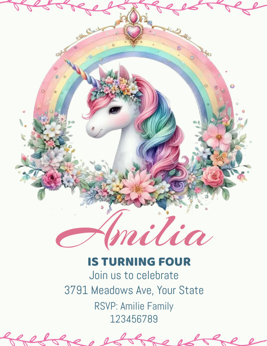 Unicorn Theme Birthday Invitation Flyer Template PosterMyWall Unicorn theme birthday invitation flyer template postermywall