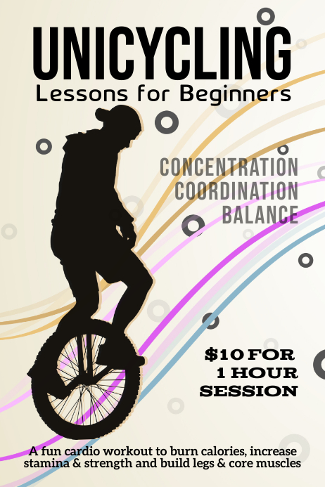 unicycle lessons template Affiche