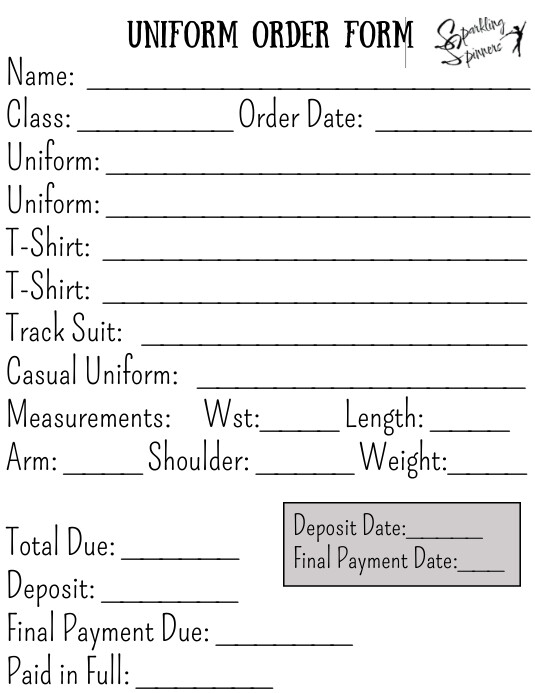 Team Uniform Order Form Sample Uniform Order Form Template Word