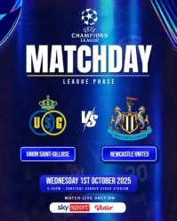 Union Saint-Gilloise vs Newcastle United UEFA Champions League Instagram Portrait template