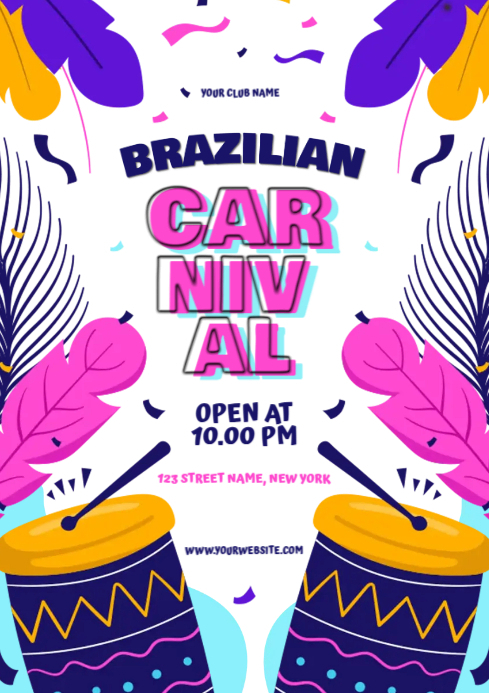 Pesta Karnaval Brazilian Desain Unik Templat | PosterMyWall