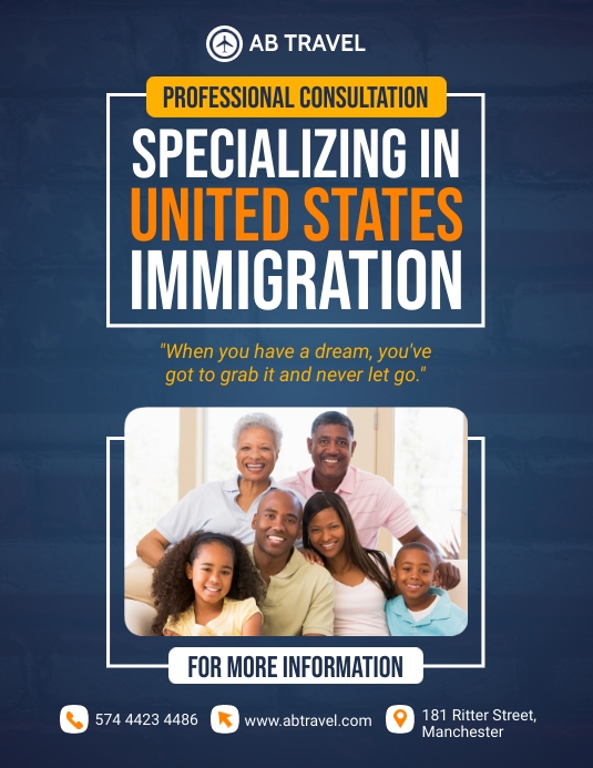 United States Immigration Flyer Ulotka (US Letter) template