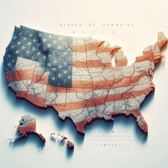 America United States of America geographical map เทมเพลต | PosterMyWall
