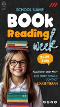 back to school, book fair, reading contest, event Instagram-Story template